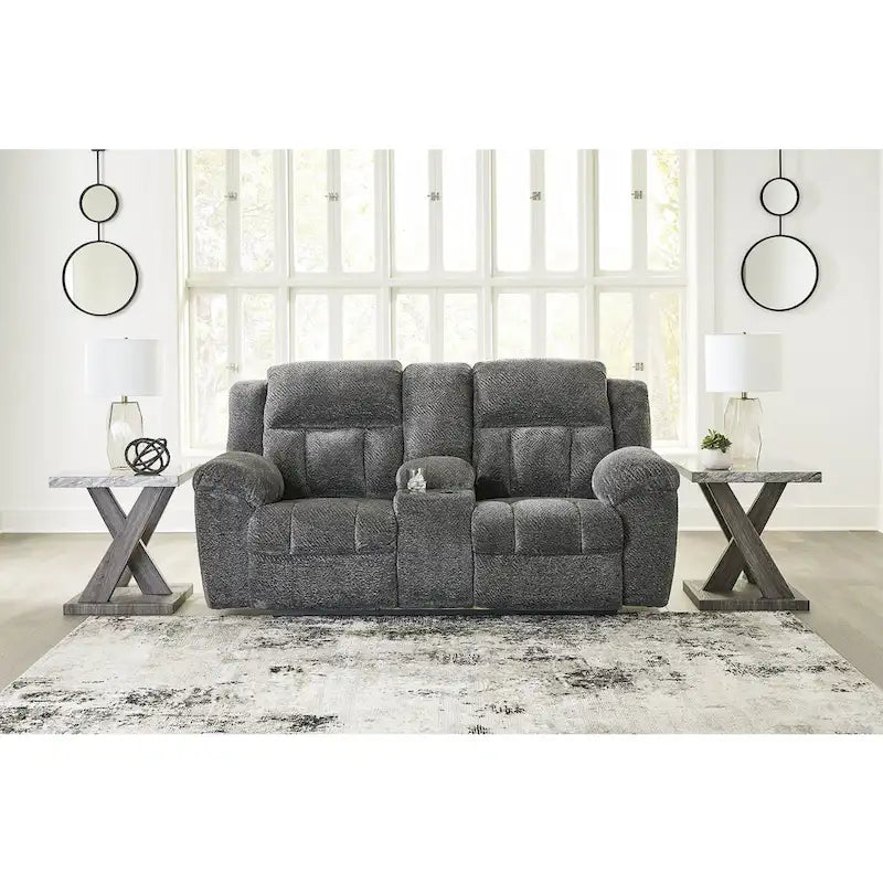 Divanetto reclinabile doppio Signature Design by Ashley Frohn con console - 80L x 40P x 42A