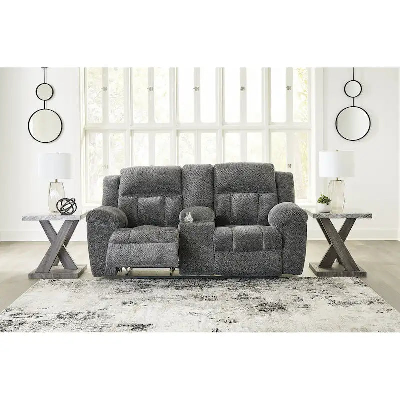 Divanetto reclinabile doppio Signature Design by Ashley Frohn con console - 80L x 40P x 42A