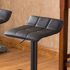 Modern Set of 2 Swivel Bar Stools with Leather Seat, Metal Base, Height Adjustable, for Kitchen Island Dining Room Living Room