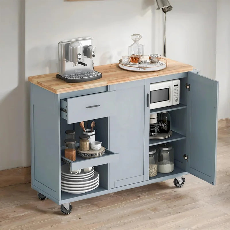 Carrello da cucina con ripiano pieghevole, portasciugamani e cassetto