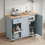 Rolling Kitchen Island w/ Foldable Counter Top,Towel Rack and Drawer
