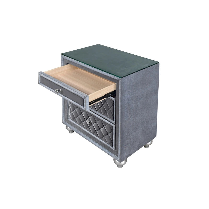 1pc Glam 3-Drawer Nightstand Velvet