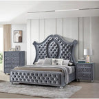 1pc Glam 3-Drawer Nightstand Velvet