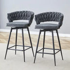 Set of 2 Swivel Bar Stools with Breathable Linen Cushions - Counter Height Stools for Kitchen Island, Dining or Pub