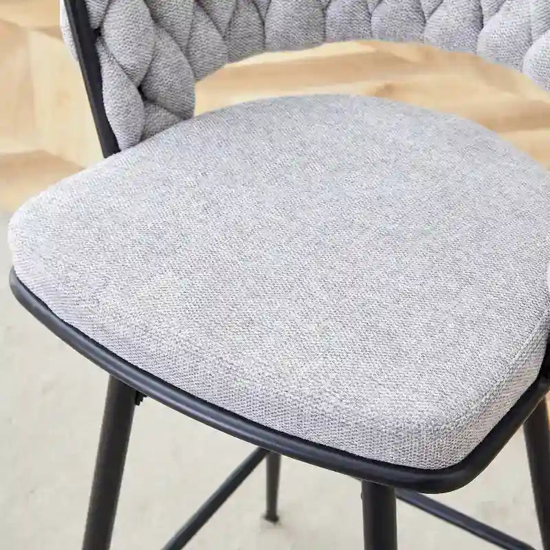 Set of 2 Swivel Bar Stools with Breathable Linen Cushions - Counter Height Stools for Kitchen Island, Dining or Pub