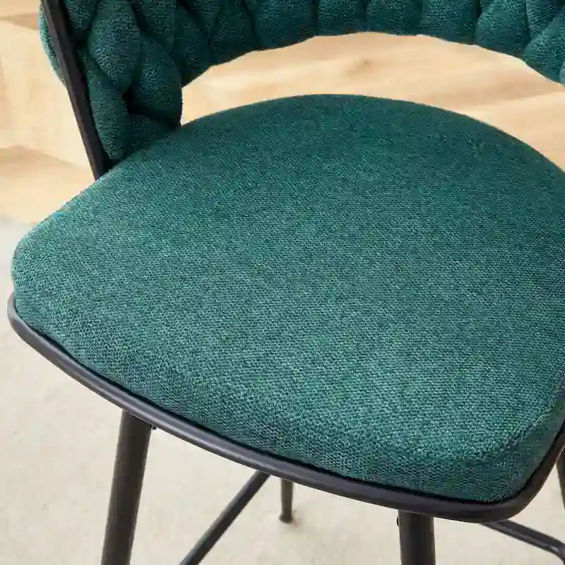 Set of 2 Swivel Bar Stools with Breathable Linen Cushions - Counter Height Stools for Kitchen Island, Dining or Pub
