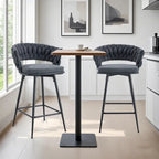 Set of 2 Swivel Bar Stools with Breathable Linen Cushions - Counter Height Stools for Kitchen Island, Dining or Pub
