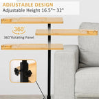 3 Layer C-Shaped End Table for Couch Arm - 35.5L x 15.7W x 76.5H