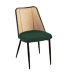 Sedie da pranzo set da 4, sedie in bouclé con schienale in canna naturale