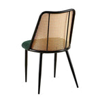Sedie da pranzo set da 4, sedie in bouclé con schienale in canna naturale