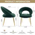 Set of 1 Dining Chairs With Curved Backrest and Golden Metal Legs