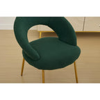 Set of 1 Dining Chairs With Curved Backrest and Golden Metal Legs