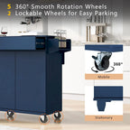 53 Rolling Kitchen Island w/ Drop Leaf,Spice Rack,Adjustable Shelves