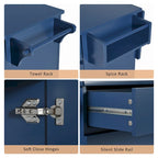 53 Rolling Kitchen Island w/ Drop Leaf,Spice Rack,Adjustable Shelves