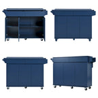 53 Rolling Kitchen Island w/ Drop Leaf,Spice Rack,Adjustable Shelves