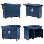 53 Rolling Kitchen Island w/ Drop Leaf,Spice Rack,Adjustable Shelves