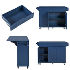 53 Rolling Kitchen Island w/ Drop Leaf,Spice Rack,Adjustable Shelves