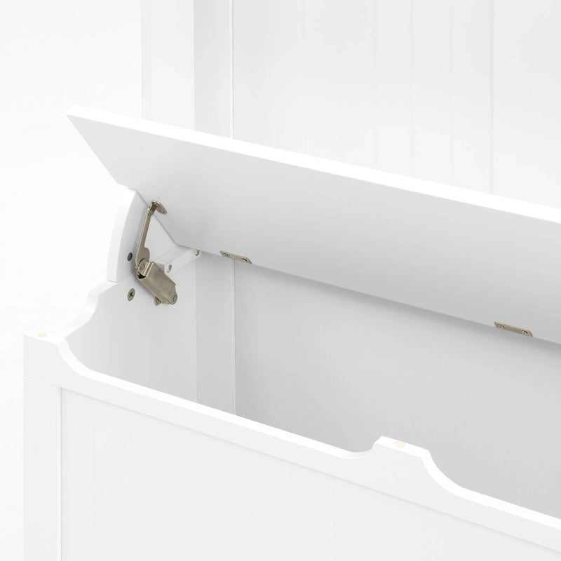 Modern Style Coat Rack with Entryway Bench, Shoe Cabinet, 5 Hooks, Space Saving, for Entryway and Hallway, White