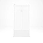 Modern Style Coat Rack with Entryway Bench, Shoe Cabinet, 5 Hooks, Space Saving, for Entryway and Hallway, White