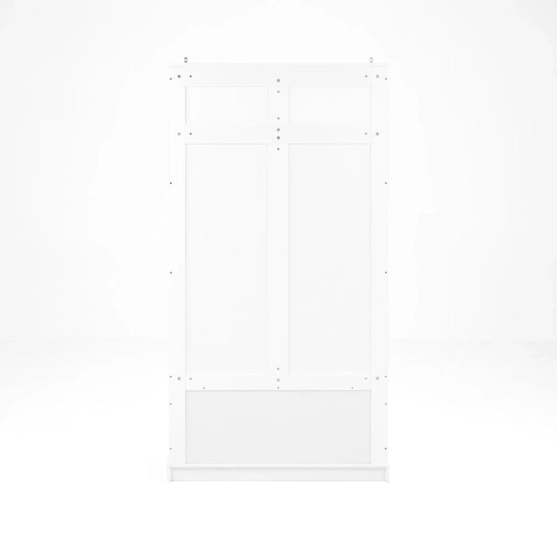 Modern Style Coat Rack with Entryway Bench, Shoe Cabinet, 5 Hooks, Space Saving, for Entryway and Hallway, White
