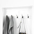 Modern Style Coat Rack with Entryway Bench, Shoe Cabinet, 5 Hooks, Space Saving, for Entryway and Hallway, White