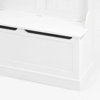 Modern Style Coat Rack with Entryway Bench, Shoe Cabinet, 5 Hooks, Space Saving, for Entryway and Hallway, White