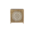 Wood Floral Intricately Carved 1 Shelf and 2 Doors Room Cabinet - Brown - Roche River Decor