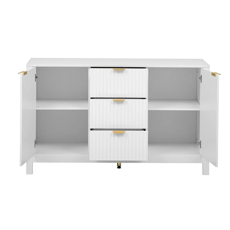 47.2" Sideboard Cabinet - White Wave Pattern - 3 Drawers