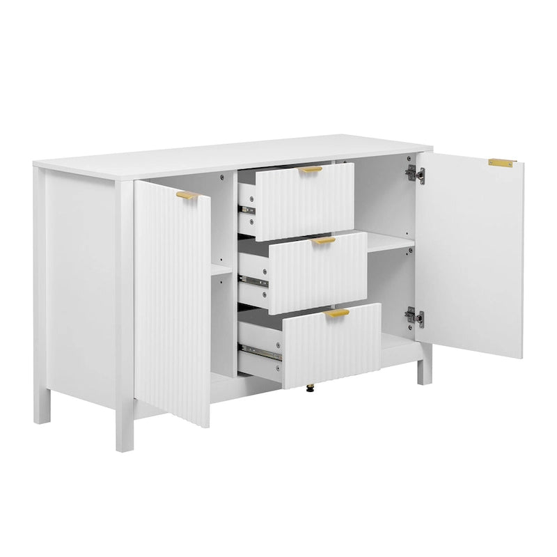 47.2" Sideboard Cabinet - White Wave Pattern - 3 Drawers