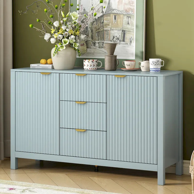 47.2" Sideboard Cabinet - White Wave Pattern - 3 Drawers