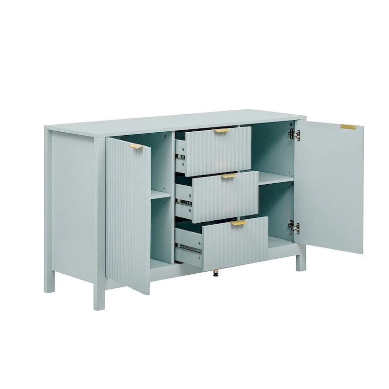 47.2" Sideboard Cabinet - White Wave Pattern - 3 Drawers