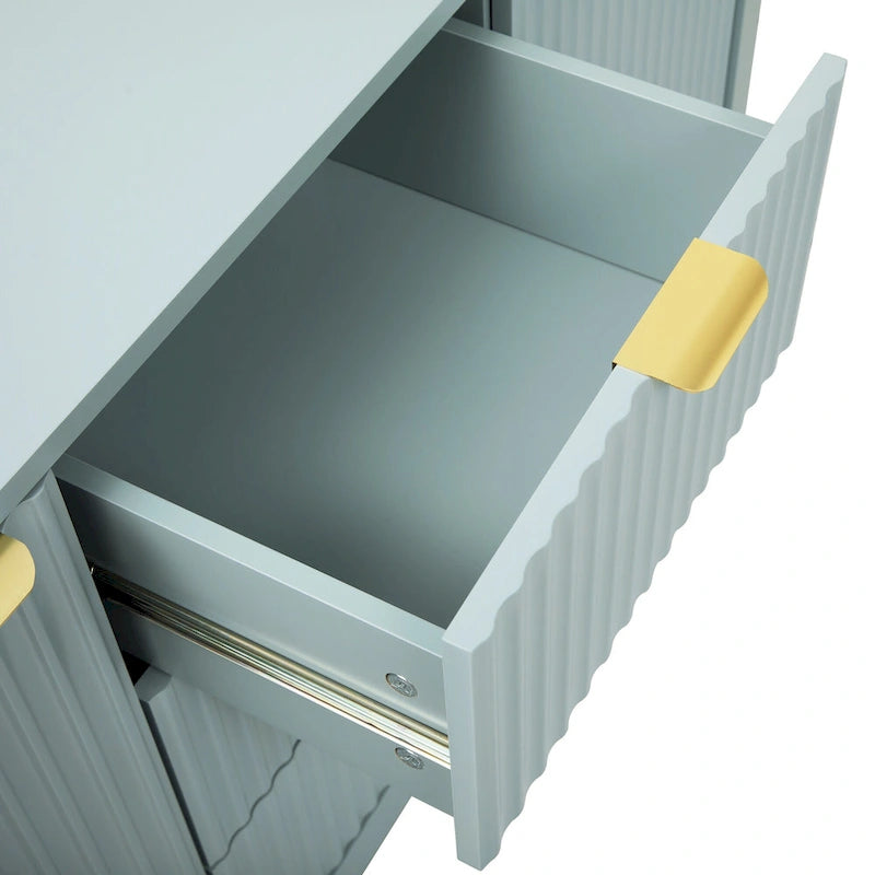 47.2" Sideboard Cabinet - White Wave Pattern - 3 Drawers