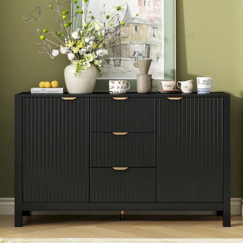 47.2" Sideboard Cabinet - White Wave Pattern - 3 Drawers