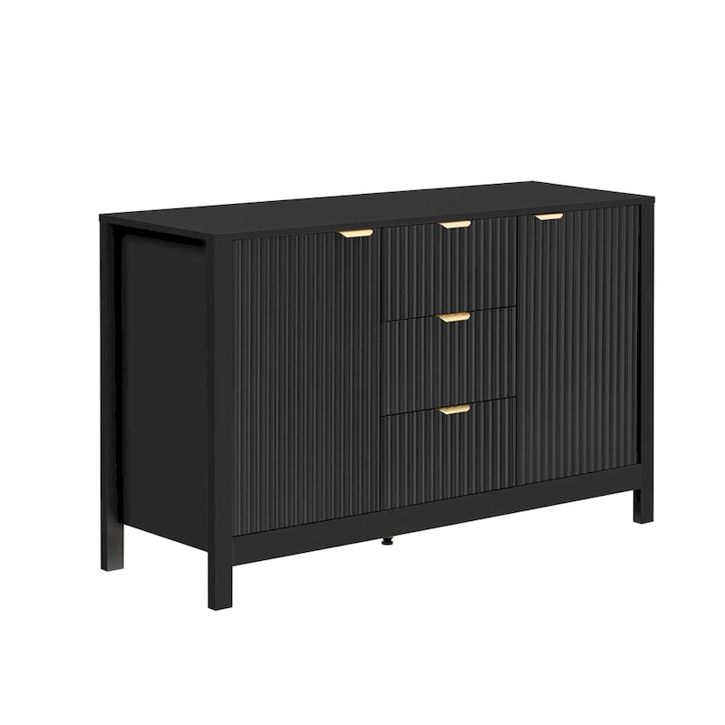 47.2" Sideboard Cabinet - White Wave Pattern - 3 Drawers