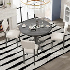 Set da tavolo da pranzo rotondo retrò da 5 pezzi, set da tavolo da pranzo da cucina in stile rustico con gambe del tavolo a cavalletto curve per sala da pranzo