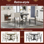 Set da tavolo da pranzo rotondo retrò da 5 pezzi, set da tavolo da pranzo da cucina in stile rustico con gambe del tavolo a cavalletto curve per sala da pranzo