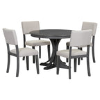 Set da tavolo da pranzo rotondo retrò da 5 pezzi, set da tavolo da pranzo da cucina in stile rustico con gambe del tavolo a cavalletto curve per sala da pranzo