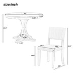 Set da tavolo da pranzo rotondo retrò da 5 pezzi, set da tavolo da pranzo da cucina in stile rustico con gambe del tavolo a cavalletto curve per sala da pranzo