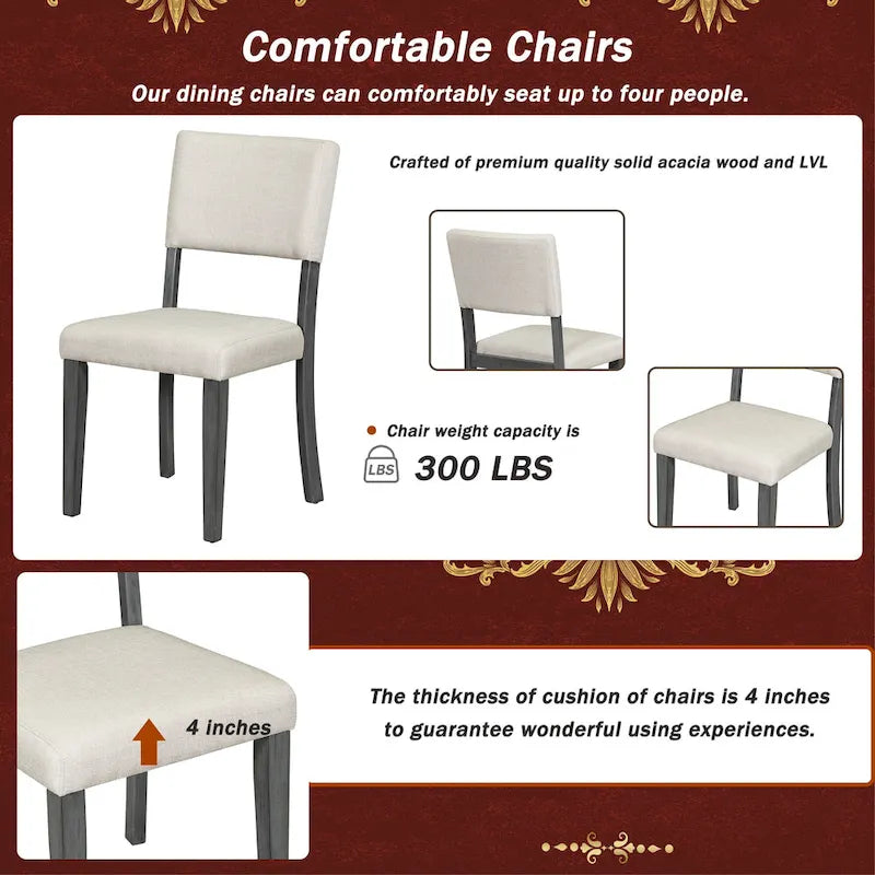 Set da tavolo da pranzo rotondo retrò da 5 pezzi, set da tavolo da pranzo da cucina in stile rustico con gambe del tavolo a cavalletto curve per sala da pranzo