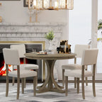 Set da tavolo da pranzo rotondo retrò da 5 pezzi, set da tavolo da pranzo da cucina in stile rustico con gambe del tavolo a cavalletto curve per sala da pranzo