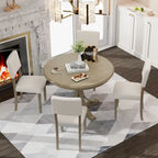 Set da tavolo da pranzo rotondo retrò da 5 pezzi, set da tavolo da pranzo da cucina in stile rustico con gambe del tavolo a cavalletto curve per sala da pranzo