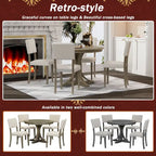 Set da tavolo da pranzo rotondo retrò da 5 pezzi, set da tavolo da pranzo da cucina in stile rustico con gambe del tavolo a cavalletto curve per sala da pranzo
