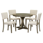 Set da tavolo da pranzo rotondo retrò da 5 pezzi, set da tavolo da pranzo da cucina in stile rustico con gambe del tavolo a cavalletto curve per sala da pranzo