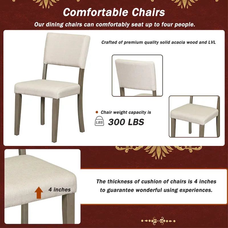Set da tavolo da pranzo rotondo retrò da 5 pezzi, set da tavolo da pranzo da cucina in stile rustico con gambe del tavolo a cavalletto curve per sala da pranzo