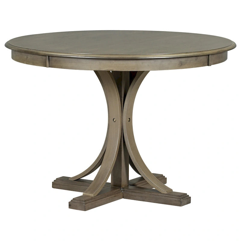Set da tavolo da pranzo rotondo retrò da 5 pezzi, set da tavolo da pranzo da cucina in stile rustico con gambe del tavolo a cavalletto curve per sala da pranzo