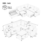84.7 Divano componibile letto in ciniglia con contenitore e porte USB