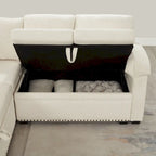 97 Chenille L-Shaped Sleeper Sectional Sofa with Storage Ottoman