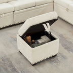 97 Chenille L-Shaped Sleeper Sectional Sofa with Storage Ottoman