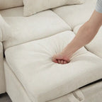 97 Chenille L-Shaped Sleeper Sectional Sofa with Storage Ottoman