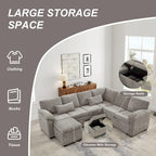 97 Chenille L-Shaped Sleeper Sectional Sofa with Storage Ottoman